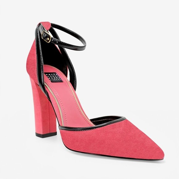 White House Black Market Shoes - WHBM Contrast Pink Suede Heels - Size 7